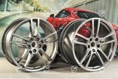21-inch wheel rim set Cayenne Turbo, 11J x 21 ET49 + 9,5J x 21 ET46, Platinum satin-matt
