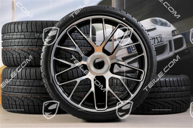 GT3 20" Winterräder Satz "Turbo S" Zentralverschluss, 9J x 20 ET51 + 11J x 20 ET59 + Michelin Winterreifen 245/35 R20+295/30 R20, RDK-Sensoren