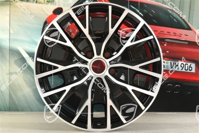 20" Felge Taycan Turbo S Aero Design, 11J x 20 ET60, schwarz hochglanz mit glanzgedrehter Stirnfläche