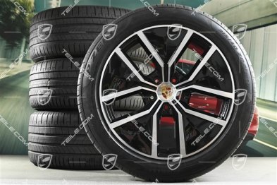 21-inch Cayenne Coupe Aero Design summer wheel set, rims 9,5J x 21 ET46 + 11,0J x 21 ET49 + Pirelli P Zero summer tyres 285/45 R21 + 315/40 R21, with TPMS about 30km, DOT/prod.year 2025