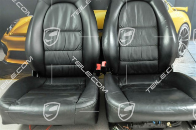 Sitze, el einstellbar, Leder, Schwarz, Raffleder, Satz (L+R)