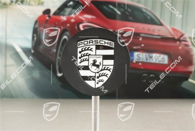 Center cap, concave, crest black/silver, black satin mat