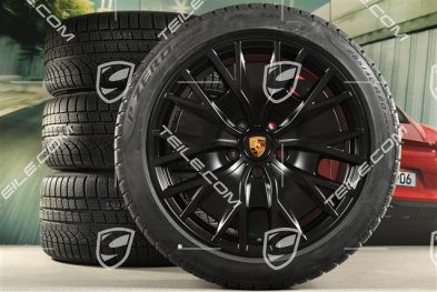 20" koła zimowe Turbo S Aero Design, komplet, felgi 9J x 20 ET54 + 11J x 20 ET60 + opony zimowe Pirelli 245/45 R20 + 285/40 R20, czarny satynowy mat