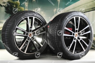 22" Koła zimowe, komplet, Sport Design, felgi 10J x 22 ET48 +11,5J x 22 ET61 + NOWE opony zimowe Continental 285/40 R22 + 315/35 R22, czarny wysoki połysk