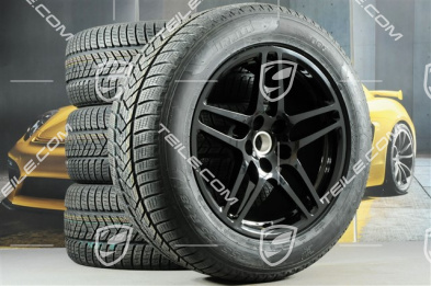 18-inch "Macan S" Winter wheel set, rims 8J x 18 ET21 + 9J x 18 ET21 + NEW winter tyres 235/60 ZR 18 + 255/55 ZR 18, with TPMS, black high gloss