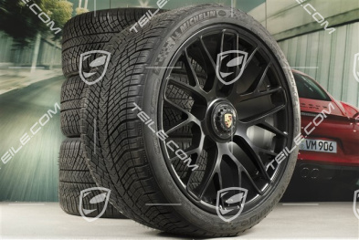 20" Turbo S Zentralverschluss Winterräder Satz für Turbo S / GTS, Felgen 8,5J x 20 ET51 + 11J x 20 ET59 + NEUE Michelin Pilot Alpin PA4 N1 Winterreifen 245/35 R20+295/30 R20, RDK-Sensoren, schwarz seidenmatt