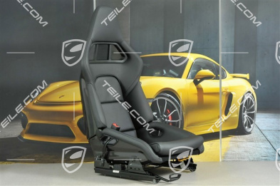 Sportschalensitz, klappbar, Leder, Schwarz, L
