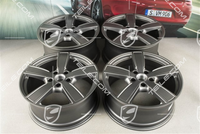 20" Komplet felg Cayenne Sport Classic Komfort, 9J x 20 ET50 + 10,5J x 20 ET64, Platinum półmat satyna