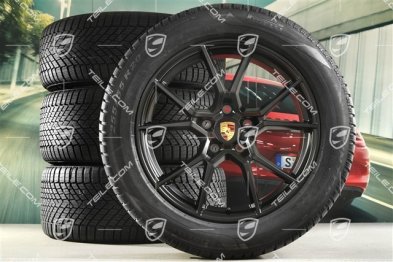 20" Cayenne S Winterräder Satz, Felgen 9J x 20 ET50 + 10,5J x 20 ET55 + NEUE Pirelli Winterreifen 255/55 R20 + 295/45 R20, mit RDK-Sensoren, in Schwarz Seidenmatt