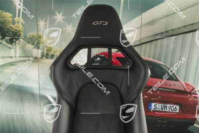 Bucket seat, collapsible, leather/Alcantara Black, seam in Silver, with logo GT3, L
