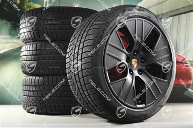 20" koła zimowe Turbo Aero, komplet, felgi 9J x 20 ET54 + 11J x 20 ET60 + NOWE opony zimowe Pirelli 245/45 R20 + 285/40 R20, czarny satynowy półmat