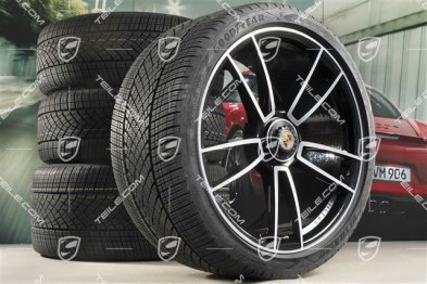 20"+21" koła zimowe Turbo S, komplet, felgi montowane centralnie 8,5J x 20 ET40 + 11J x 21 ET66 + NOWE opony zimowe Goodyear 245/35 R20 + 305/30 R21
