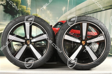 22-inch summer wheel set Cayenne Coupé Exclusive Design Sport, wheel rims 10J x 22 ET48 +11,5J x 22 ET52 + Pirelli summer tyres 285/40 R22 + 315/35 R22, black high gloss