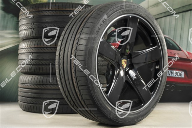 21-inch "Sport Classic" black (high gloss) summer wheels set, rims 9J x 21 ET26 + 10J x 21 ET19, Continental summer tyres 265/40 R 21 + 295/35 R 21, with TPMS