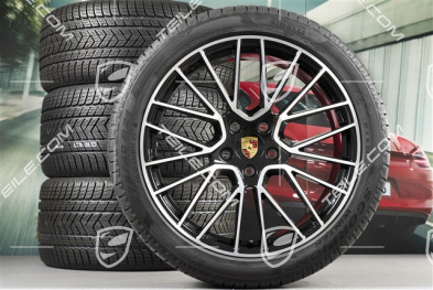 21" Cayenne RS Spyder Winterräder Satz, Felgen 9,5J x 21 ET46 + 11,0J x 21 ET58 + NEUE Pirelli Winterreifen 275/40 R21 + 305/35 R21, mit RDK-Sensoren, schwarz hochglanz