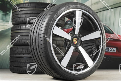 20"+21" koła letnie, komplet Exclusive Design, felgi 8,5J x 20 ET50 + 11,5J x 21 ET67 + NOWE opony letnie Goodyear 245/35 R20 + 305/30 R21, z czujnikami ciśnienia, czarny wysoki połysk