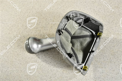 Schalthebelknopf, Steingrau Leder / Aluminium, 6-gang schaltgetriebe