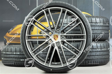 20" Turbo IV Sommerräder Satz, Felgen 8,5J x 20 ET57 + 10,5J x 20 ET47 + Pirelli Sommerreifen 235/35 ZR20 + 265/35 ZR20, mit RDK-Sensoren