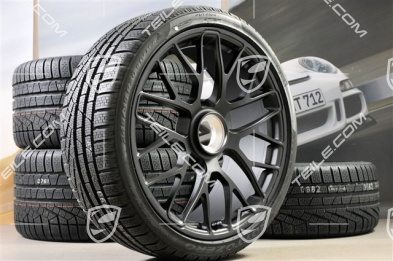 20" Turbo S Koła zimowe komplet do Turbo S / GTS, centralnie mocowane, felgi 8,5J x 20 ET51 + 11J x 20 ET59 + NOWE opony zimowe Pirelli Sottozero II 245/35 R20+295/30 R20, czujniki ciśnienia, czarny półmat satyna
