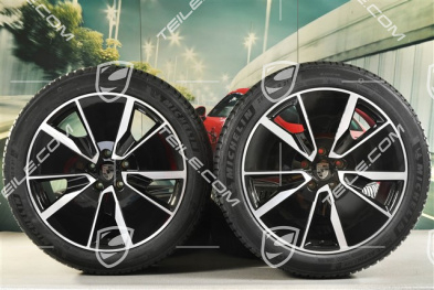 21" Koła zimowe Turbo, komplet, felgi 8,5J x 21 ET27 + 10,5J x 21 ET47 + opony zimowe Michelin Pilot Alpin 5 SUV 255/45 R21 + 285/40 R21, czarny wysoki połysk