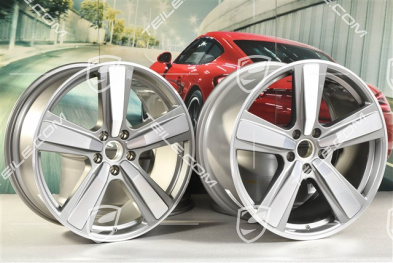 22-inch wheel rim set Cayenne Coupe Exclusive Design Sport, 10J x 22 ET48 +11,5J x 22 ET52, Platinum Silver