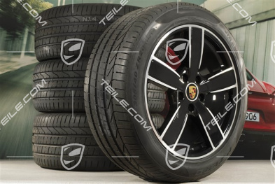 20" koła letnie Cayenne Sport Classic, komplet, felgi 9J x 20 ET50 + 10,5J x 20 ET64 + NOWE opony letnie Pirelli 275/45 R20 + 305/40 R20, z czujnikami ciśnienia, czarny wysoki połysk