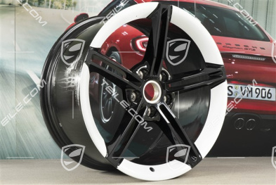 21" Felga Mission E Design, 11,5J x 21 ET66, czarny wysoki połysk/Biały Carrara