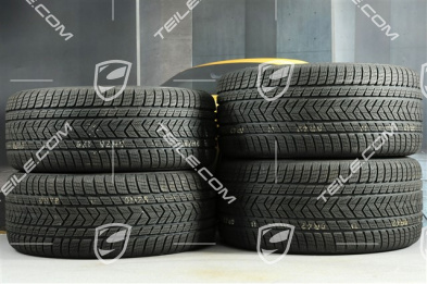 21" koła zimowe Cayenne COUPÉ RS Spyder, komplet, felgi 9,5J x 21 ET46 + 11,0J x 21 ET49 + NOWE opony zimowe Pirelli 275/40 R21 + 305/35 R21, z czujnikami ciśnienia, czarny wysoki połysk
