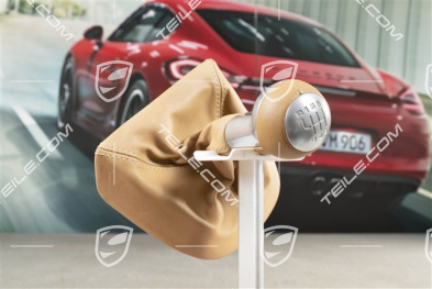 Schalthebelknopf, Sandbeige, Leder / Aluminium, 6-gang schaltgetriebe