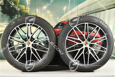 21" koła zimowe RS Spyder Design, komplet, felgi 9,5J x 21 ET46 + 11,0J x 21 ET58 + NOWE opony zimowe Pirelli 285/45 R21 + 305/40 R21, z czujnikami ciśnienia, czarny wysoki połysk