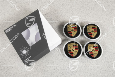 Wheel hub set (4 pcs.), black gloss/silver