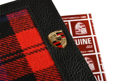 "60Y 911" Vehicle registration case, in a iconic chequer pattern, with Porsche Crest