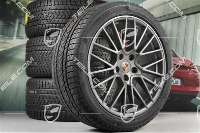 21" Cayenne RS Spyder Winterräder Satz, Felgen 9,5J x 21 ET46 + 11,0J x 21 ET58 + NEUE Pirelli Winterreifen 275/40 R21 + 305/35 R21, mit RDK-Sensoren, Platinum seidenmatt