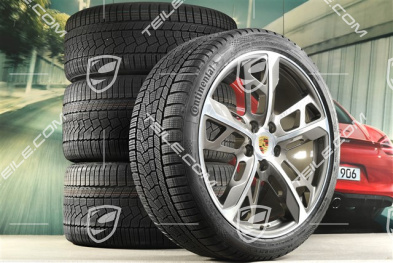 21" koła zimowe Cross Turismo Design, komplet, felgi 9,5J x 21 ET60 + 11,5J x 21 ET66 + opony zimowe Continental 265/35 R21 + 305/30 R21, Titanium