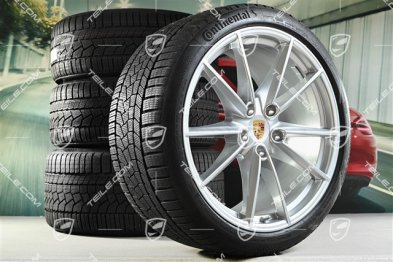 20"+21" Carrera S Winterräder Satz, Felgen 8,5J x 20 ET53 + 11J x 21 ET66 + Continental Winterreifen 245/35 R20 + 295/30 R21, mit RDK-Sensoren