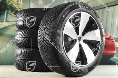 20" koła zimowe Macan, felgi 7,5J x 20 ET32 + 10J x 20 ET49 + NOWE opony zimowe Michelin Pilot Alpin 5 SUV 235/55 R20 + 285/45 R20, czarny wysoki połysk