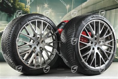 21-inch Panamera Exclusive Design Winter wheel set, wheel rims 9,5J x 21 ET71 + 10,5J x 21 ET71 + Michelin winter tyres 275/35 R21 + 315/30 R21, Platin Silver