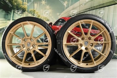 20-inch 718 Sport / Spyder  summer wheels set, rims 8,5J x 20 ET57 + 10,5J x 20 ET47 + NEW Pirelli summer tires 235/35 ZR20 + 265/35 ZR20, with TPMS, aurum satin matt