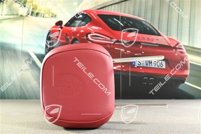 Headrest with crest,  Black / Bordeaux Red, L=R