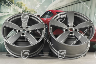 22" Komplet felg Cayenne Sport Classic, 10J x 22 ET48 + 11,5J x 22 ET61, Platinum półmat satyna