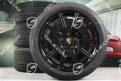 20" Sport Aero Winterräder Satz, Felgen 9J x 20 ET54 + 11J x 20 ET60 + NEUE Pirelli Winterreifen 245/45 R20 + 285/40 R20, in Schwarz Hochglanz