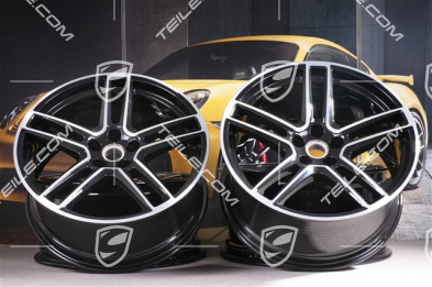 20-inch wheel rim set "Macan Turbo", 9J x 20 ET26 + 10J x 20 ET19, black high gloss