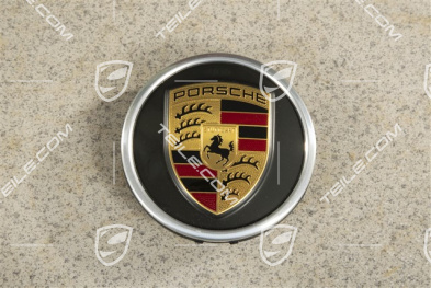 Wheel hub cap, crest coloured, black satin matt
