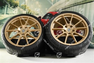 20-inch 718 Sport / Spyder  summer wheels set, rims 8,5J x 20 ET57 + 10,5J x 20 ET47 + NEW Pirelli summer tires 235/35 ZR20 + 265/35 ZR20, with TPMS, aurum satin matt