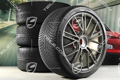 21" Panamera Turbo S Winterräder Satz, Zentralverschluss, Felgen 9,5J x 21 ET71 + 10,5J x 21 ET71 + NEUE Michelin Pilot Alpin 5 Winterreifen 275/35 R21 + 315/30 R21, Turbonit