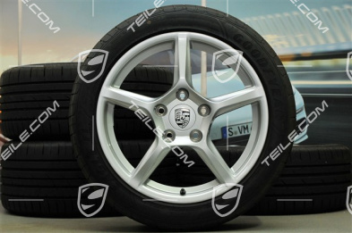 18" Boxster Sommerräder Satz, 8J x 18 ET57 + 9J x 18 ET47 + Sommerreifen Goodyear Eagle F1 235/45 R18 + 265/45 R18, ohne RDK-Sensoren