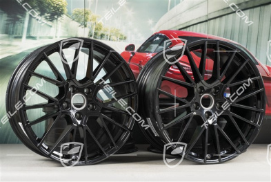 21-inch wheel rim set Cayenne RS Spyder, 11J x 21 ET58 + 9,5J x 21 ET46, black high gloss