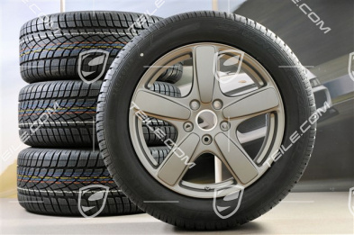 19" winter wheels set Cayenne Sport Classic, rims 8,5J x 19 ET59 + Dunlop winter tires 265/50 R19, Platinum (semigloss), with TPM