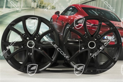 21" Komplet felg Cayenne Exclusive Design, 11J x 21 ET49 + 9,5J x 21 ET46, do Cayenne Coupé, czarny satynowy półmat