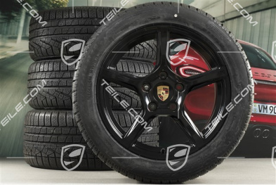 18" Boxster winter wheels set, rims 8J x 18 ET57 + 9,5J x 18 ET49, Pirelli Sottozero II winter tires 235/45 R18 + 265/45 R18, black high gloss